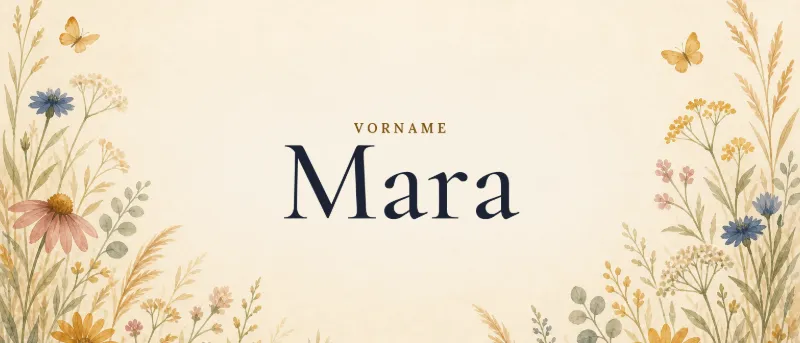 Vorname Mara – der Name in Schmuckschrift auf gemaltem Hintergrund