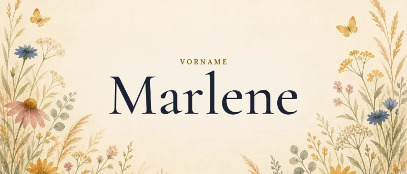 Vorname Marlene – der Name in Schmuckschrift auf gemaltem Hintergrund