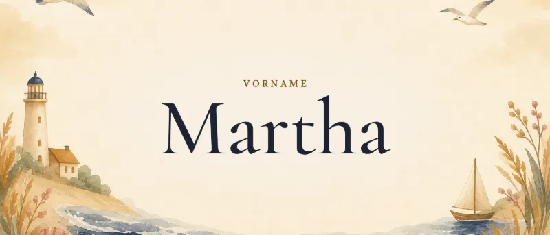 Vorname Martha – der Name in Schmuckschrift auf gemaltem Hintergrund