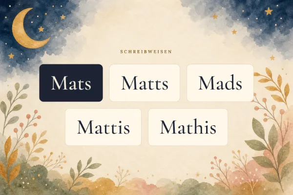 Der Vorname Mats in verschiedenen Schreibweisen: Mats, Matts, Mads, Mattis, Mathis