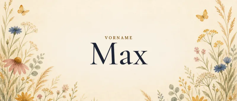 Vorname Max – der Name in Schmuckschrift auf gemaltem Hintergrund