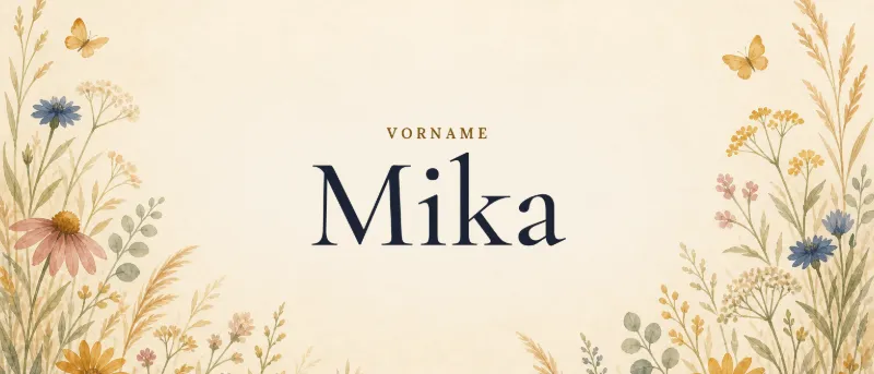 Vorname Mika – der Name in Schmuckschrift auf gemaltem Hintergrund