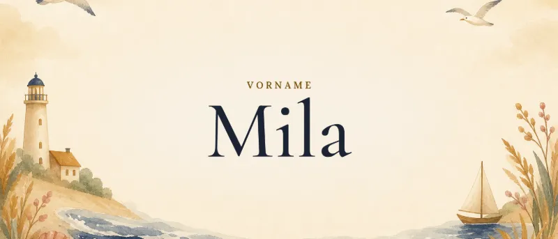 Vorname Mila – der Name in Schmuckschrift auf gemaltem Hintergrund