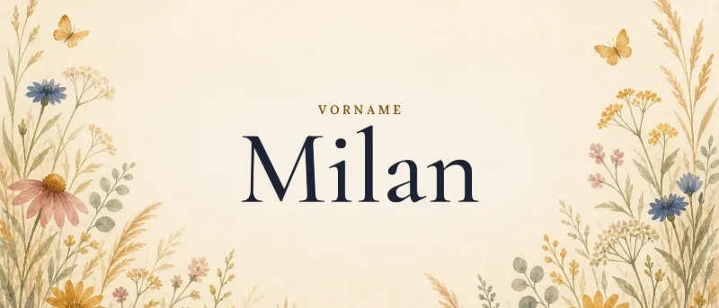 Vorname Milan – der Name in Schmuckschrift auf gemaltem Hintergrund