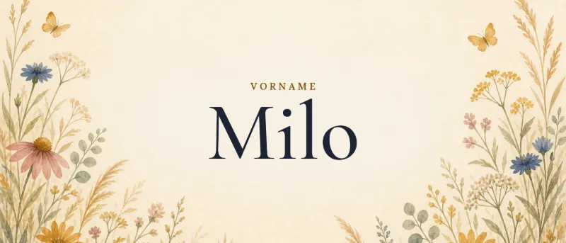 Vorname Milo – der Name in Schmuckschrift auf gemaltem Hintergrund