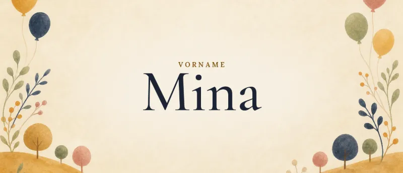 Vorname Mina – der Name in Schmuckschrift auf gemaltem Hintergrund