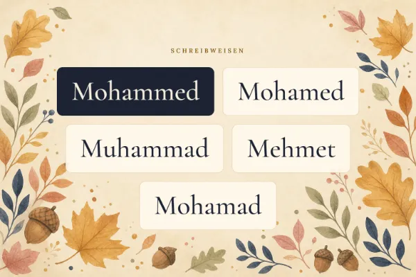 Der Vorname Mohammed in verschiedenen Schreibweisen: Mohammed, Mohamed, Muhammad, Mehmet, Mohamad