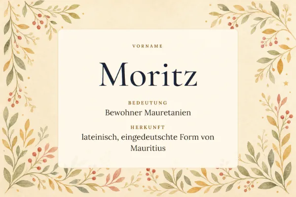Namensgrafik zum Vornamen Moritz: Bedeutung „Bewohner Mauretanien“