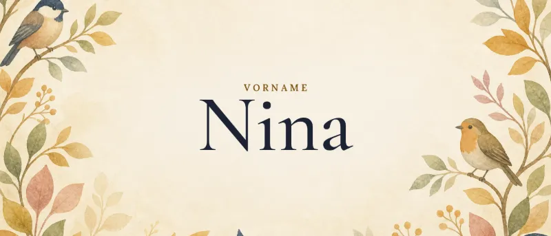 Vorname Nina – der Name in Schmuckschrift auf gemaltem Hintergrund