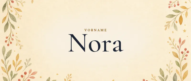 Vorname Nora – der Name in Schmuckschrift auf gemaltem Hintergrund