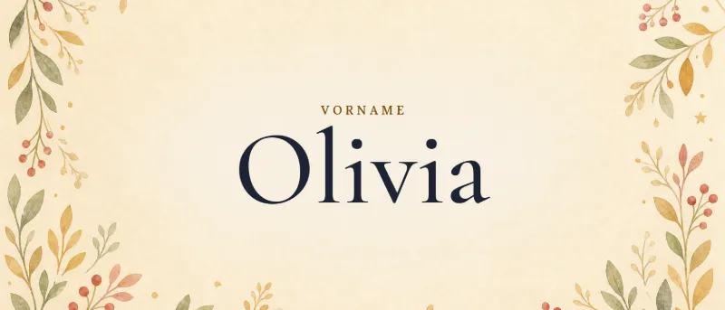 Vorname Olivia – der Name in Schmuckschrift auf gemaltem Hintergrund