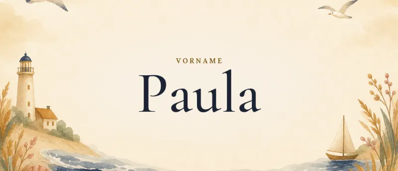 Vorname Paula – der Name in Schmuckschrift auf gemaltem Hintergrund