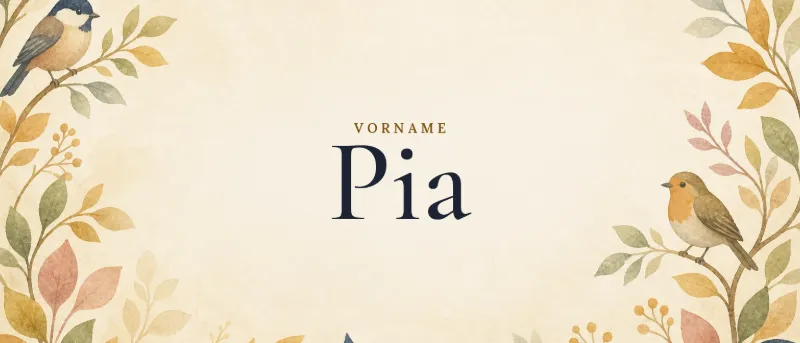 Vorname Pia – der Name in Schmuckschrift auf gemaltem Hintergrund