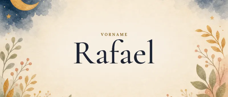 Vorname Rafael – der Name in Schmuckschrift auf gemaltem Hintergrund