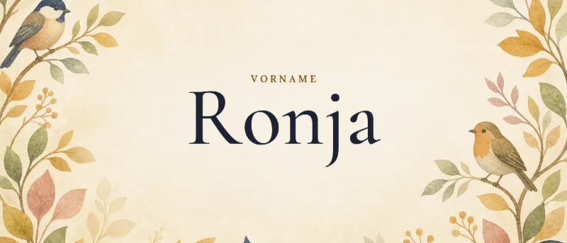 Vorname Ronja – der Name in Schmuckschrift auf gemaltem Hintergrund