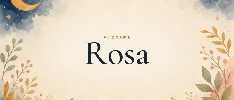 Vorname Rosa – der Name in Schmuckschrift auf gemaltem Hintergrund