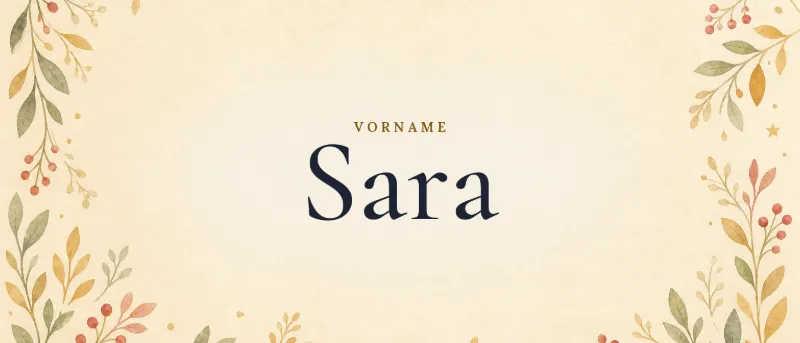 Vorname Sara – der Name in Schmuckschrift auf gemaltem Hintergrund