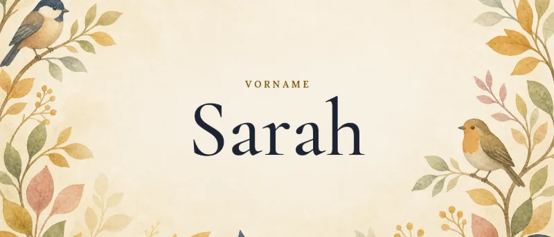 Vorname Sarah – der Name in Schmuckschrift auf gemaltem Hintergrund