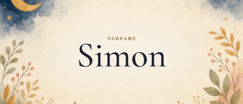 Vorname Simon – der Name in Schmuckschrift auf gemaltem Hintergrund