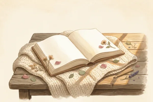 Aufgeschlagenes Buch mit getrockneten Blüten im warmen Licht – Symbolbild zu Herkunft und Sina: Bedeutung.
