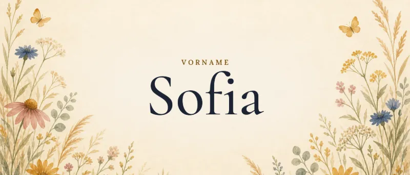 Vorname Sofia – der Name in Schmuckschrift auf gemaltem Hintergrund