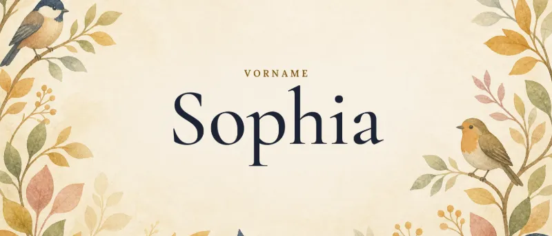Vorname Sophia – der Name in Schmuckschrift auf gemaltem Hintergrund