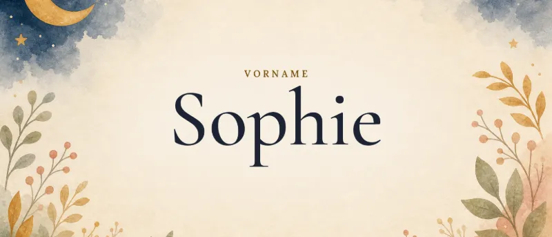 Vorname Sophie – der Name in Schmuckschrift auf gemaltem Hintergrund