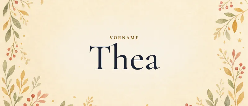 Vorname Thea – der Name in Schmuckschrift auf gemaltem Hintergrund