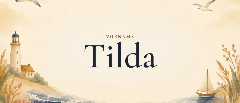 Vorname Tilda – der Name in Schmuckschrift auf gemaltem Hintergrund