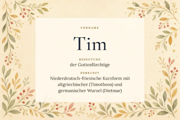 Namensgrafik zum Vornamen Tim: Bedeutung „der Gottesfürchtige“