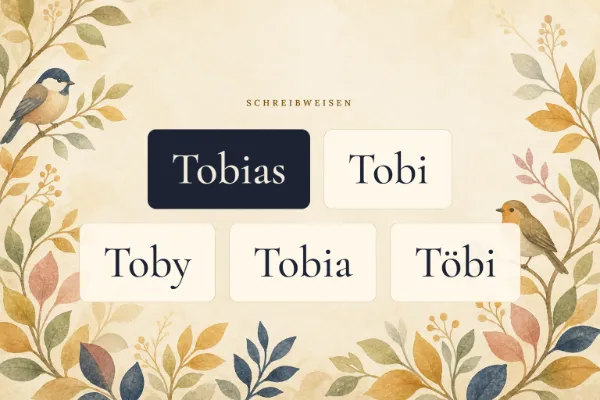 Der Vorname Tobias in verschiedenen Schreibweisen: Tobias, Tobi, Toby, Tobia, Töbi