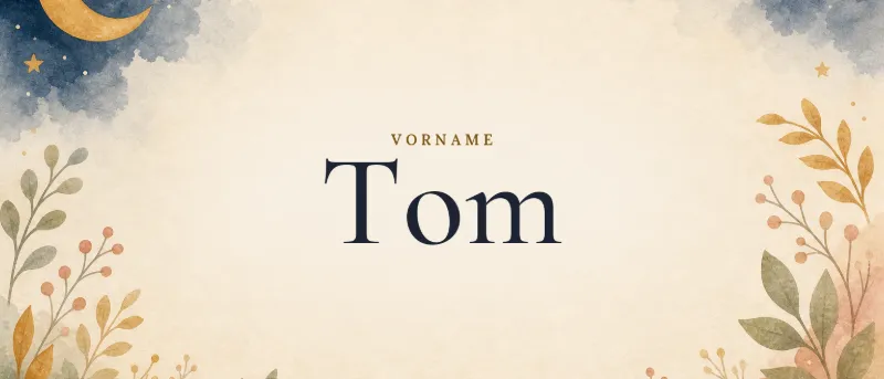 Vorname Tom – der Name in Schmuckschrift auf gemaltem Hintergrund