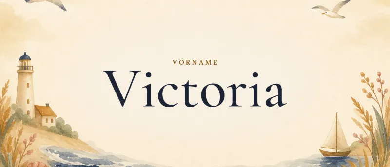 Vorname Victoria – der Name in Schmuckschrift auf gemaltem Hintergrund