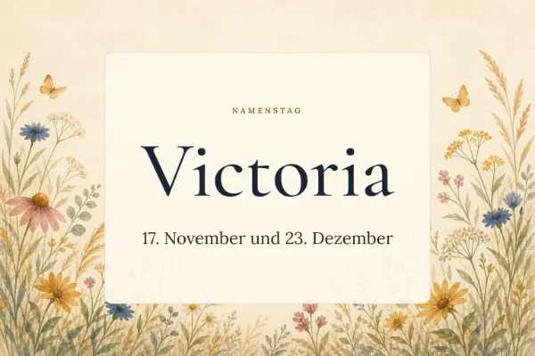 Karte zum Namenstag von Victoria: 17. November und 23. Dezember