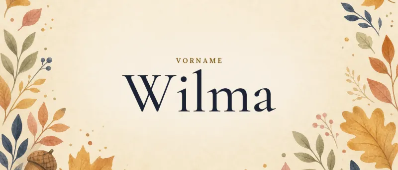 Vorname Wilma – der Name in Schmuckschrift auf gemaltem Hintergrund
