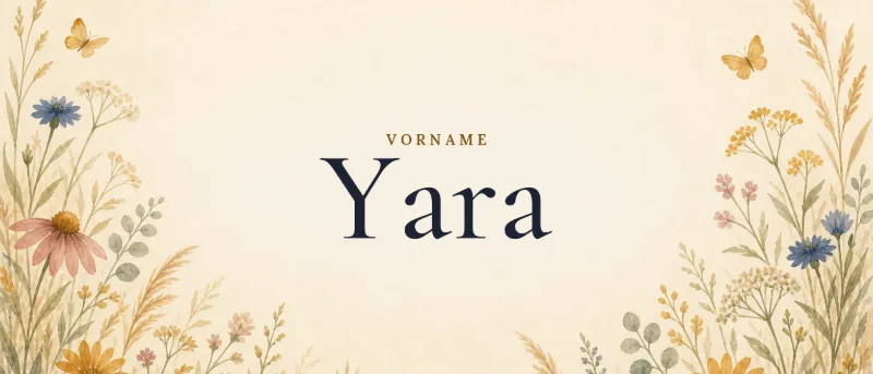 Vorname Yara – der Name in Schmuckschrift auf gemaltem Hintergrund