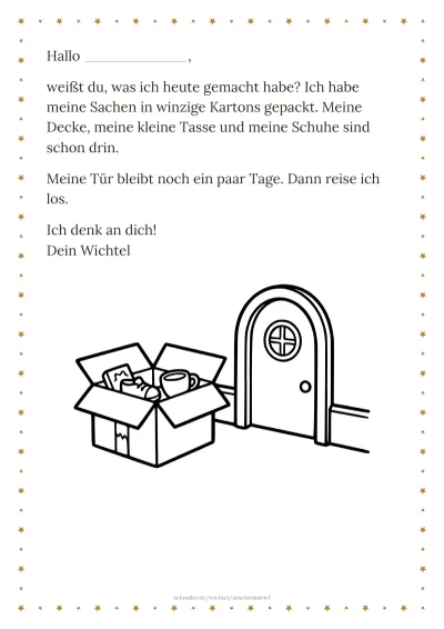 Vorlage: Abschiedsbrief mit Mini-Umzugskarton