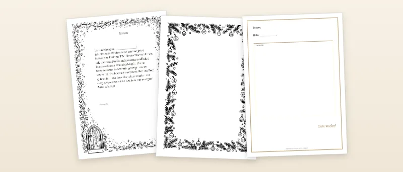 Wichtelbriefe als Vorlagen: Wichtelbrief zum Einzug, Blanko-Briefpapier und Brief am Computer