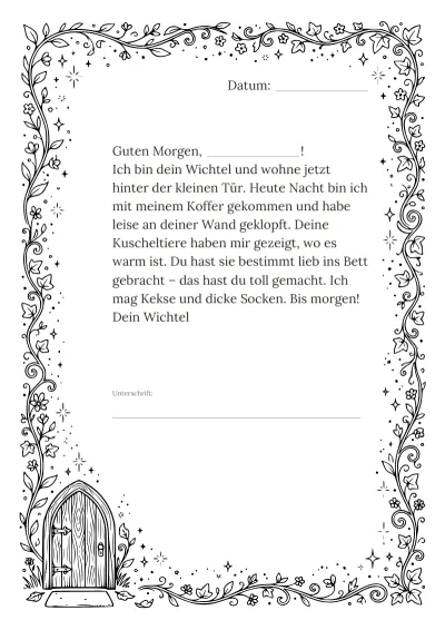 Vorlage: Wichtelbrief zum Einzug