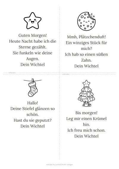 Vorlage: Vier Kurzbriefe zum Ausschneiden