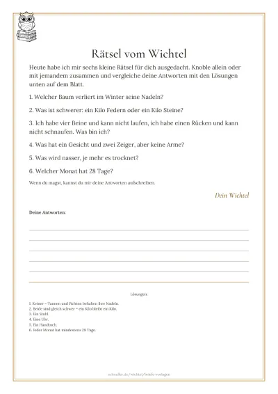 Vorlage: Rätselbrief