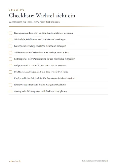 Vorschau: Checkliste: Wichtel zieht ein