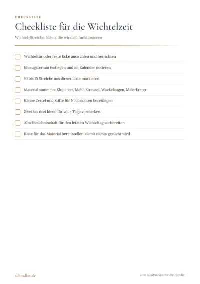 Vorschau: Checkliste für die Wichtelzeit