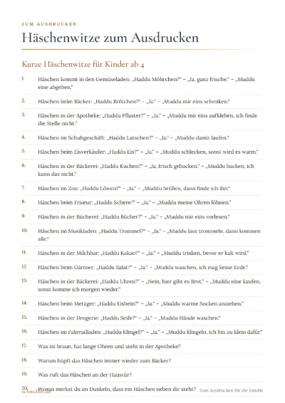 Vorschau: Häschenwitze zum Ausdrucken