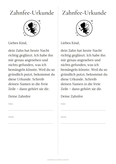Vorlage: Kleine Urkunde im Säckchen-Format
